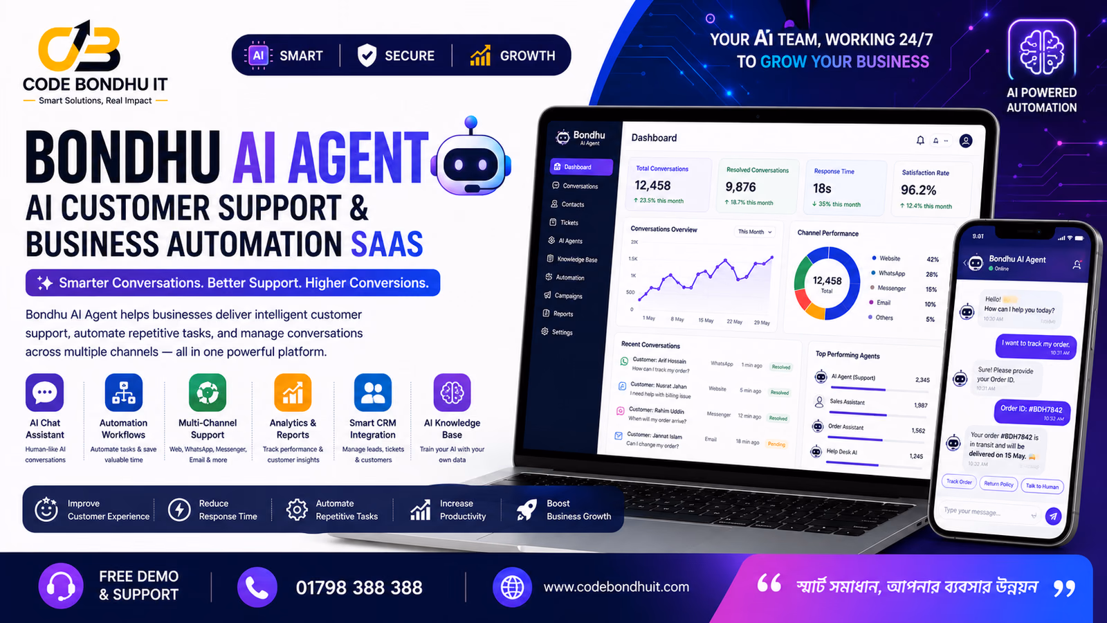 Bondhu AI Agent — AI Customer Support & Business Automation SaaS