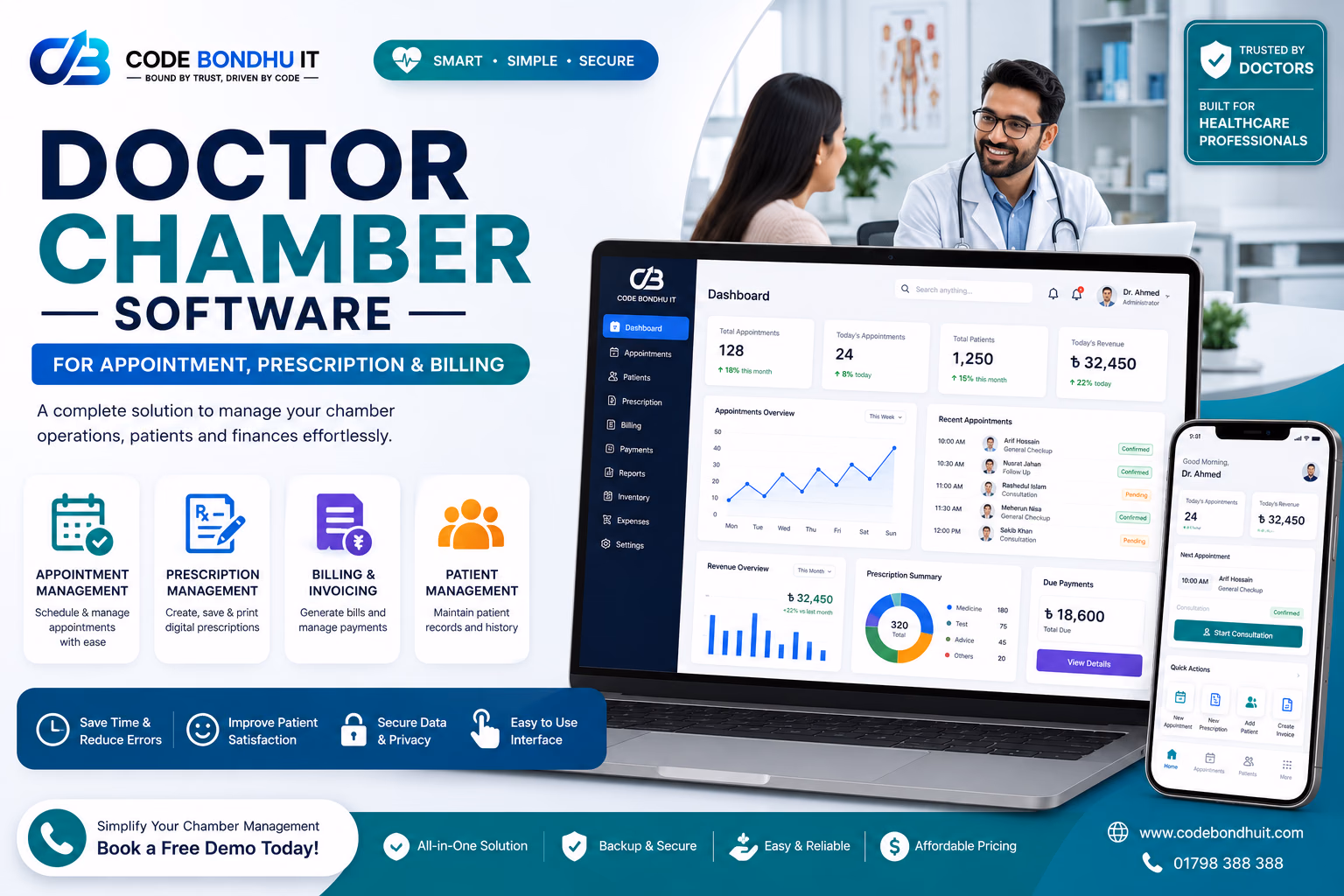 Doctor Chamber Software for Appointment, Prescription & Billing — Case study software case study by Code Bondhu IT